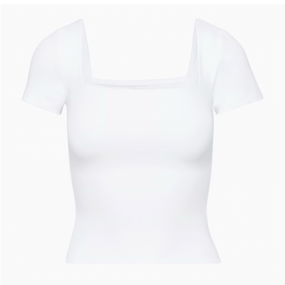 Babaton White Square Neck Crop Top